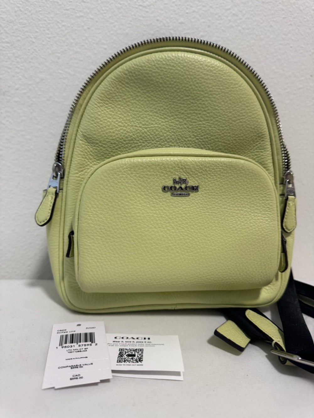 Coach Mini Court Backpack C8603 Pale Lime Original Tags